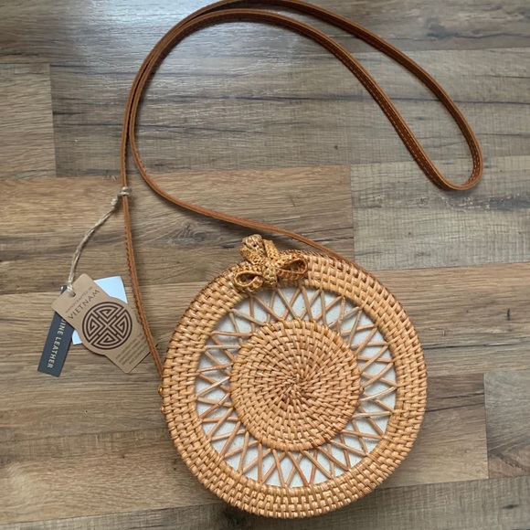 Handbags - Rattan Round Crossbody NWT